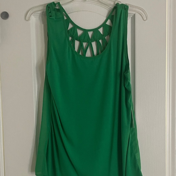 Charming Charlie Tops - Charming Charlie Kelly Green Sleeveless Tank with Lattice Back